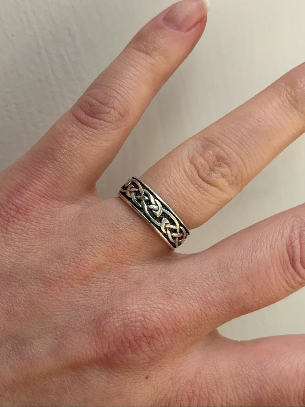 Sterling Silver Celtic Knot Wide Band Vintage Ring